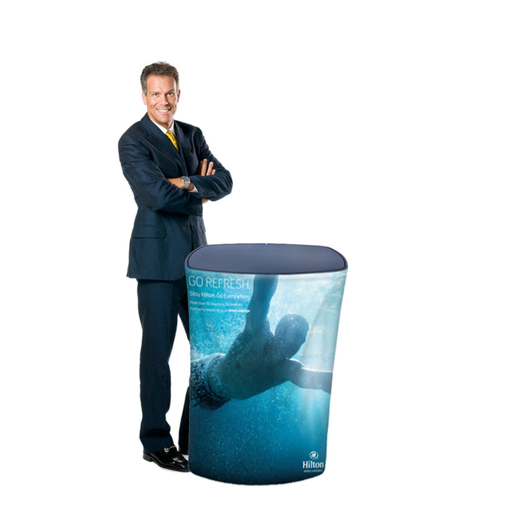 GRAPHIC ONLY - Rectangular Hydraulic Pop Up Trade Show Table Counter To Podium with Led Lights