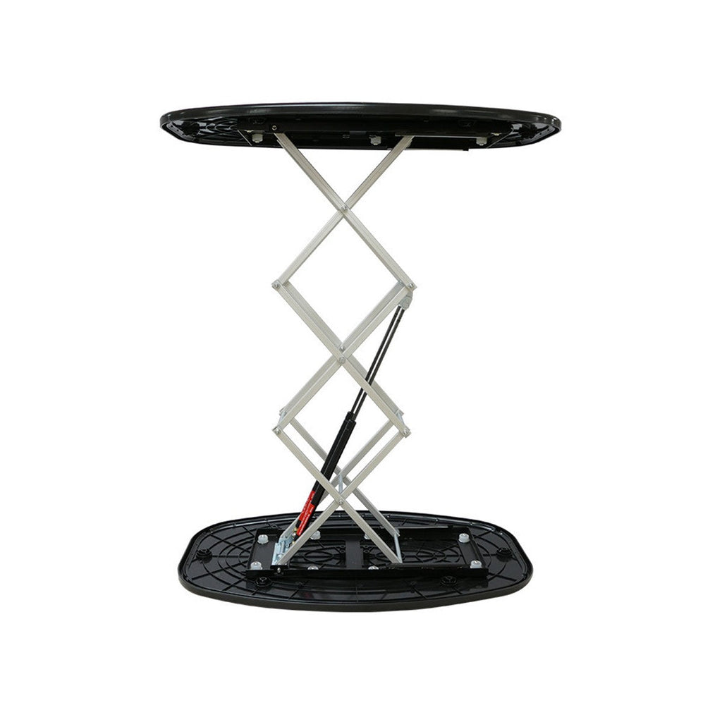 Oval Hydraulic Pop Up Trade Show Table Counter To Podium with Led Lights