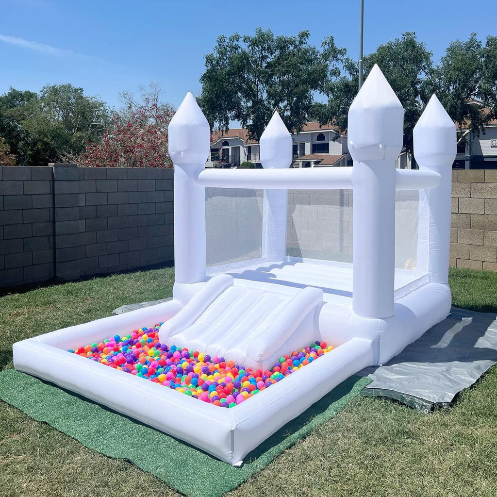 White Castle Bounce House Inflatable Wedding Bouncy Jumping Castle (13FTx8FTx8FT)