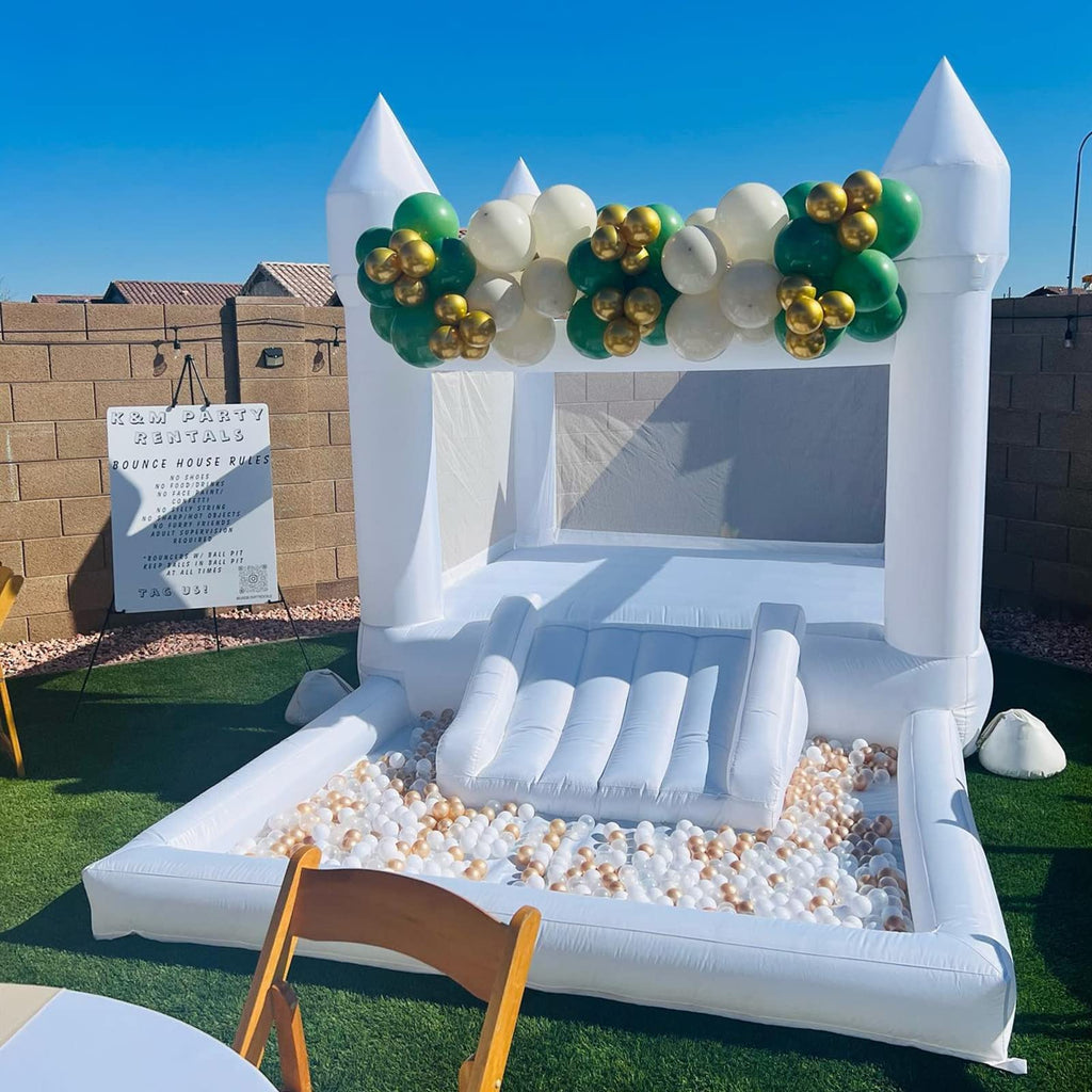 White Castle Bounce House Inflatable Wedding Bouncy Jumping Castle (13FTx8FTx8FT)