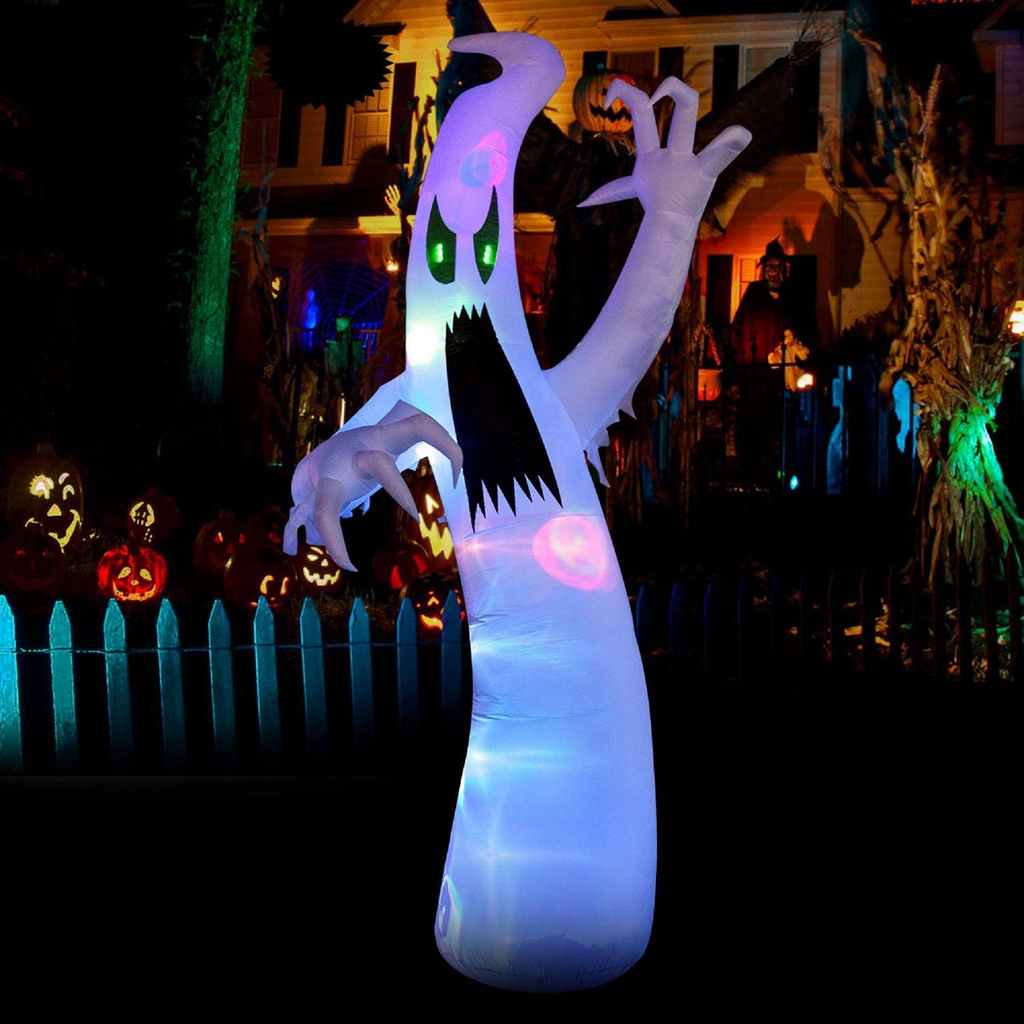 12 Ft Halloween Inflatables Scary Ghost with Color Changing LEDs Decorations