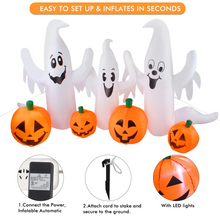 8FT Long Halloween Inflatable Pumpkin & Ghost,Blow Up Inflatables with LED Lights